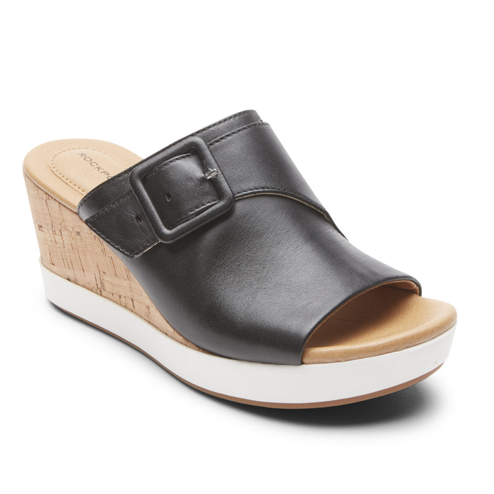 Rockport Singapore Womens Slides - Lyla Buckle Black - WQ1367490